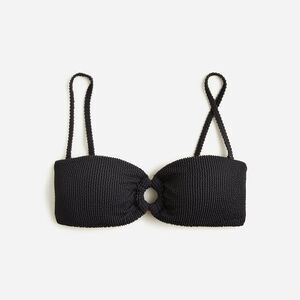 NWT J Crew Heritage Textured O-Ring Bandeau Bikini Top Black Size XXL